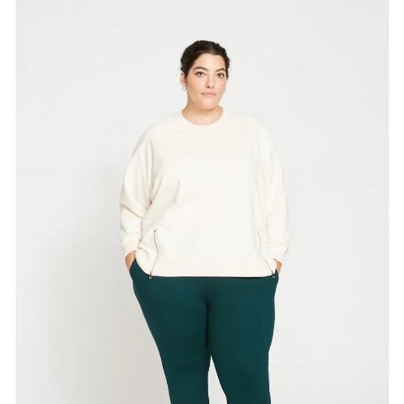 Universal Standard Peachy Terry Side Zip Long Sleeve Pullover Sweatshirt S or XL - Picture 1 of 8